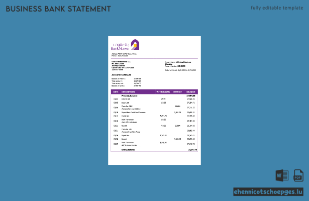 Omani Bank Nizwa – Firmenerklärung (Word- und PDF-Beispiel)